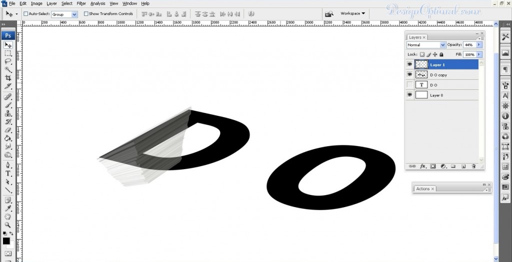 selecting and removing parts of the paper stack image out of the letter D contour (click to zoom image)