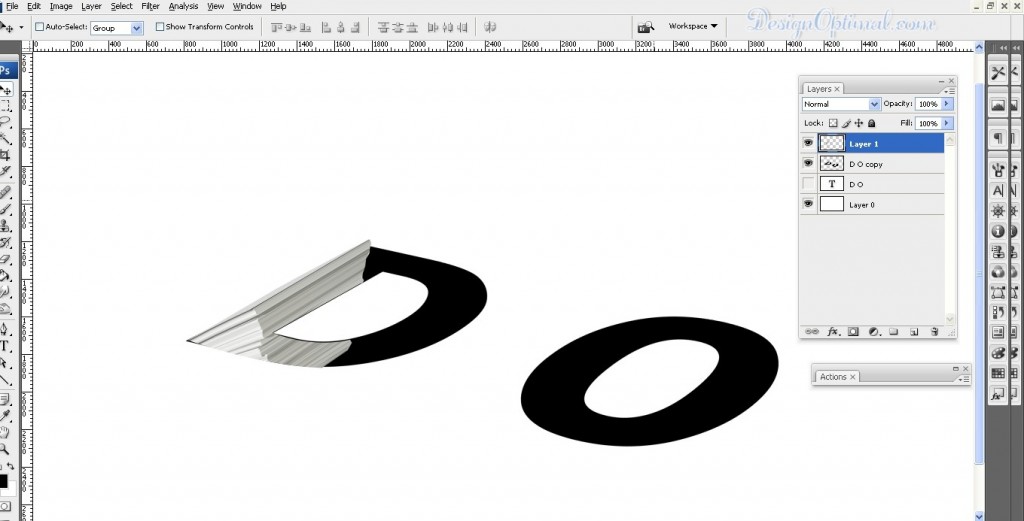 selecting and removing parts of the paper stack image out of the letter D contour (click to zoom image)