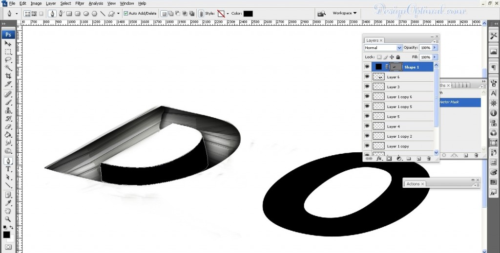 adding the lave texture to letter D (click to zoom image)