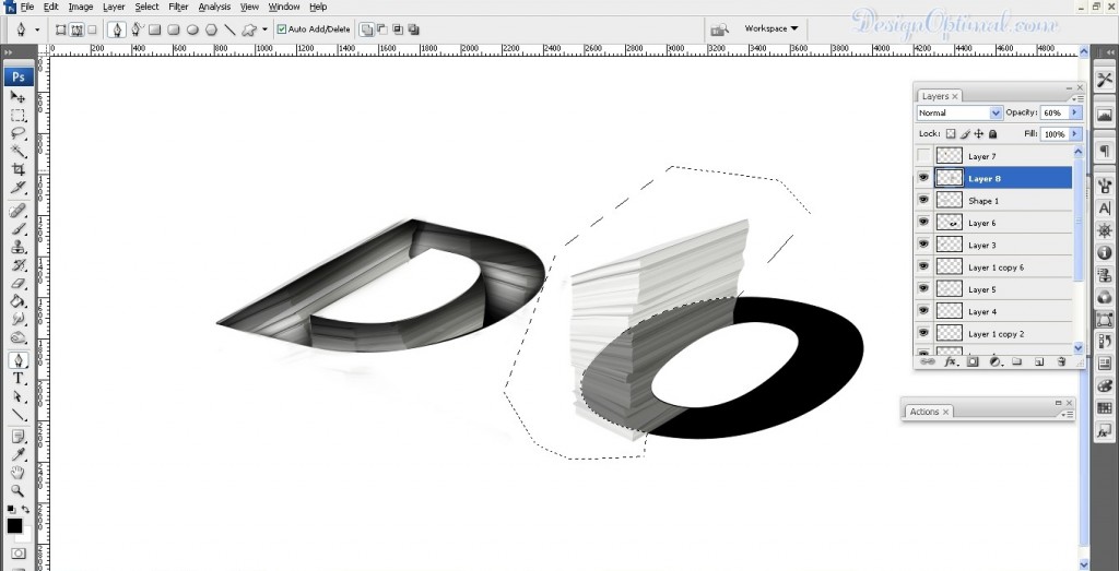 adding the lave texture to letter O (click to zoom image)