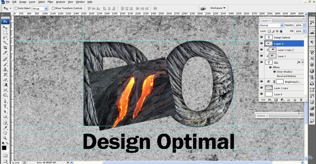 SCREEN_05 – adding the lava texture to letter D (click to zoom image)