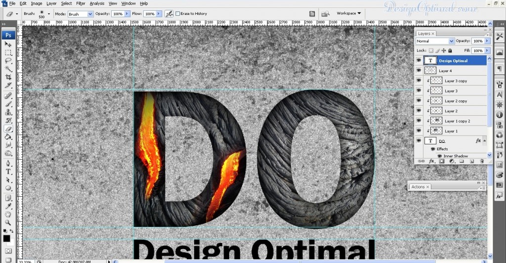 SCREEN_07 – adding the lava texture to letter D (click to zoom image)