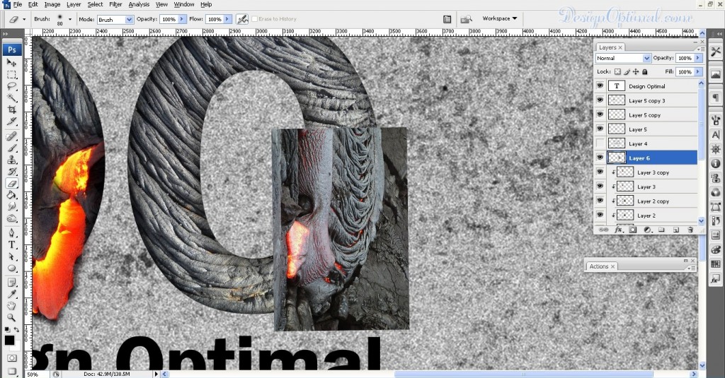 SCREEN_10 adding the lava texture to letter O (click to zoom image)