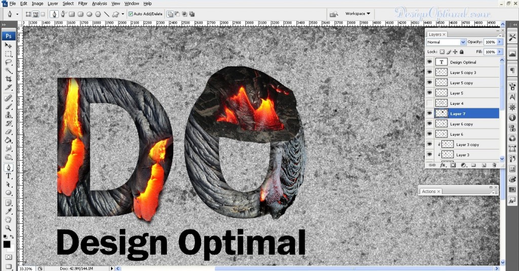 SCREEN_11 adding the lava texture to letter O (click to zoom image)