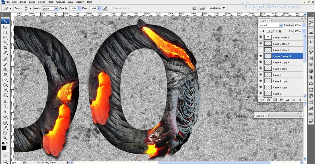 SCREEN_13 adding the lava texture to letter O (click to zoom image)