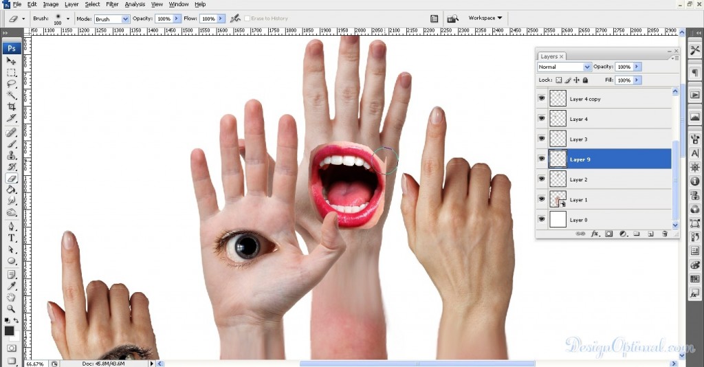 Adding mouth to the middle hand 02 (click to zoom image)