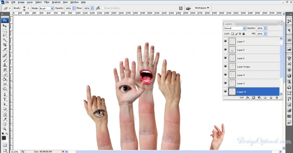 Adding mouth to the middle hand 03 (click to zoom image)