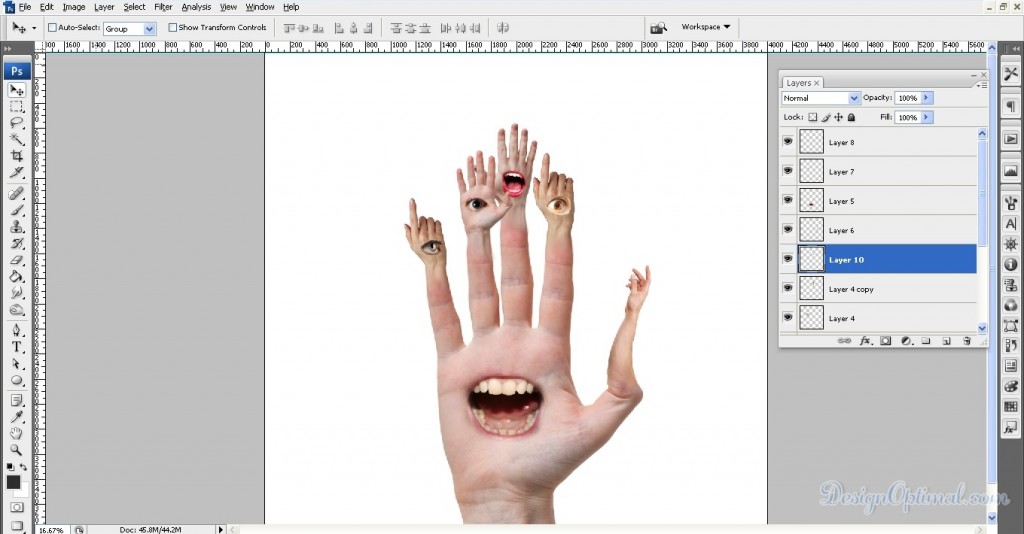 Adding the next eye to the hand, flip it, and positioning it 02 (click to zoom image)