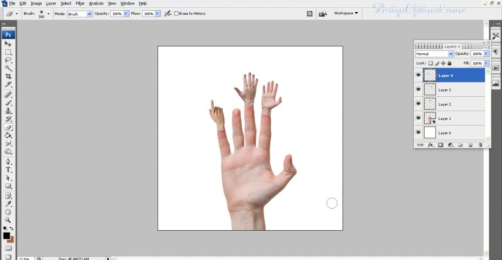 Adding the more hands to the arm (click to zoom image)