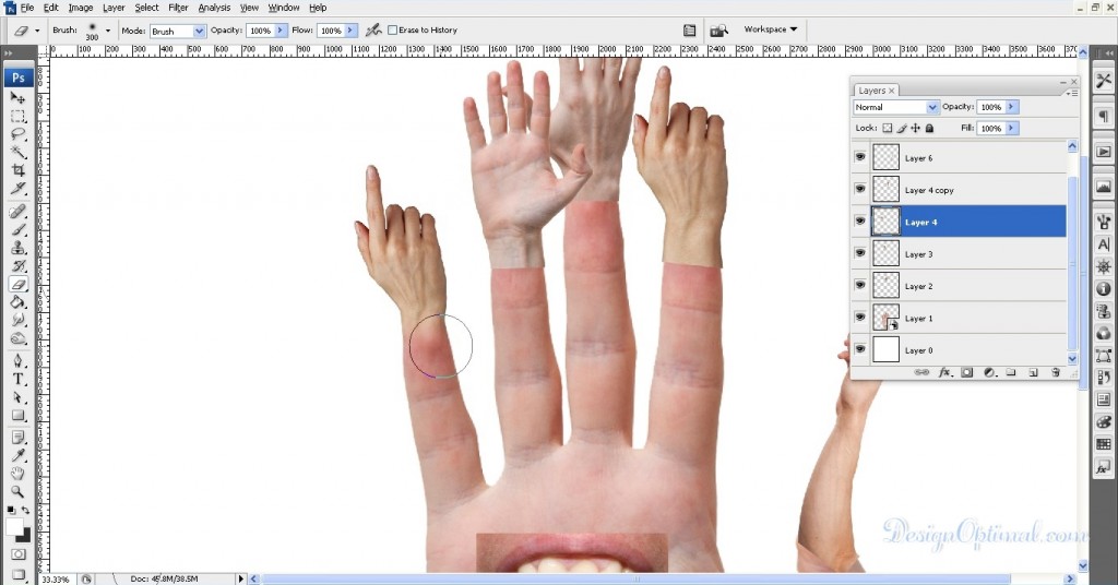 Erasing the bottom parts of the added hands to the main hand 02 (click to zoom image)