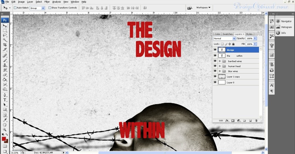adding the text the design within 02 (click to zoom image)