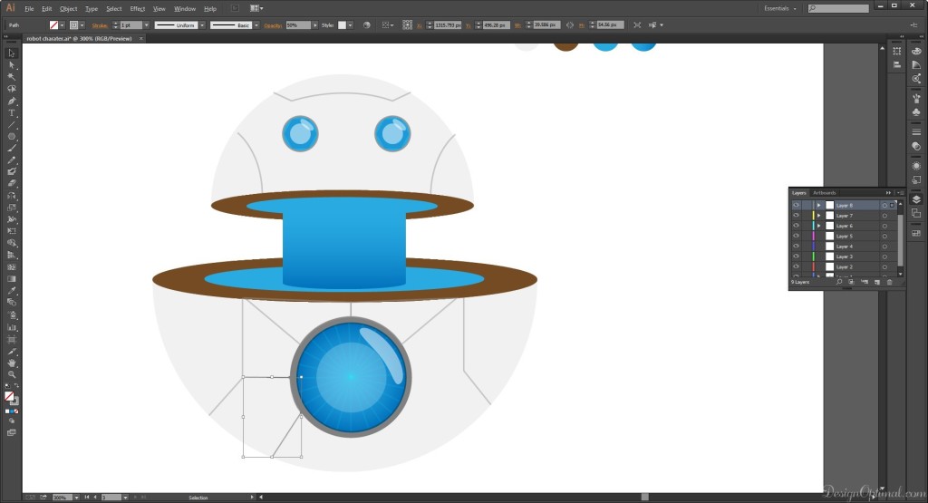 Strokes on the robot body area 06