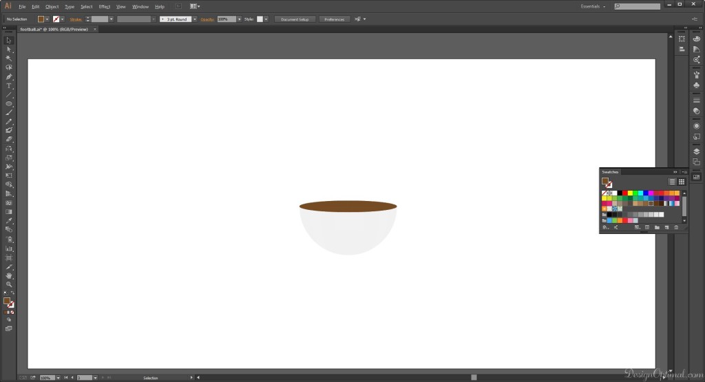setting the oval shape Circle above the main half circle