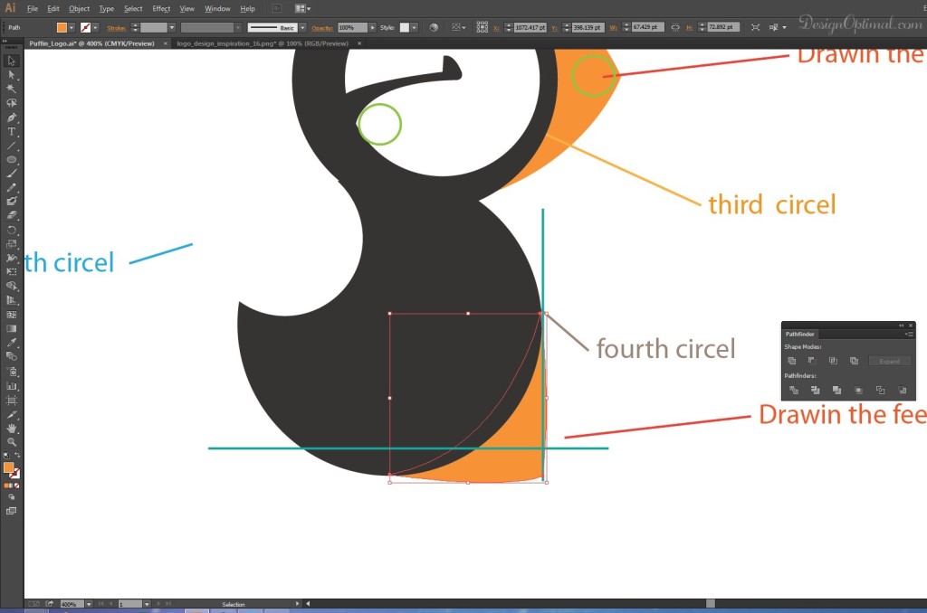  repositioning the bottom circle and feet area 3