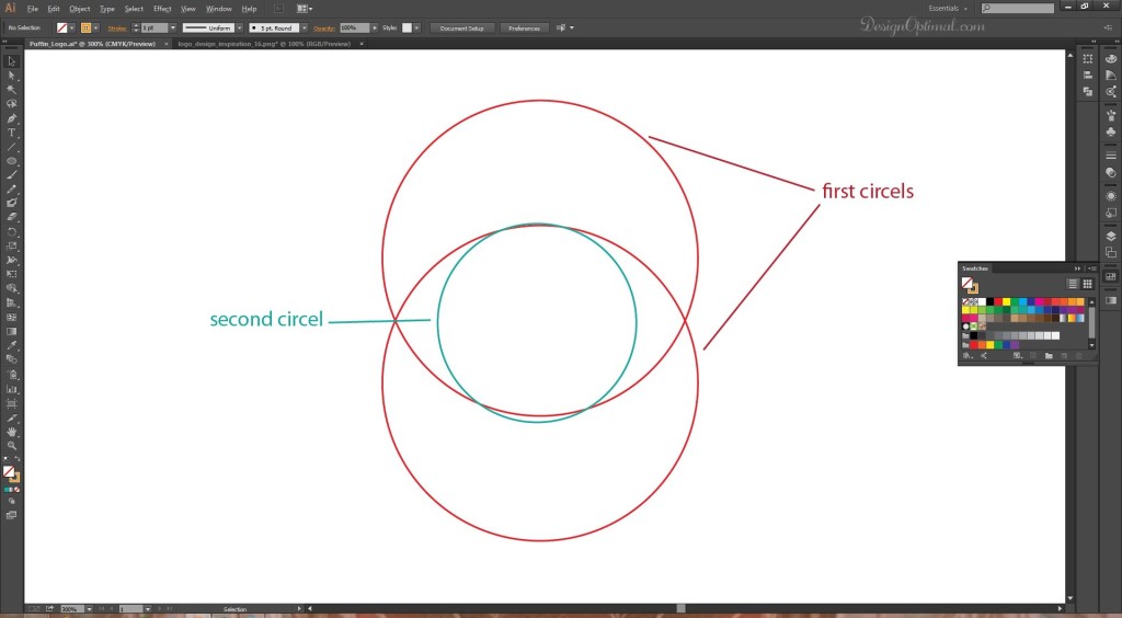 creating the circles for the head area of the logo 