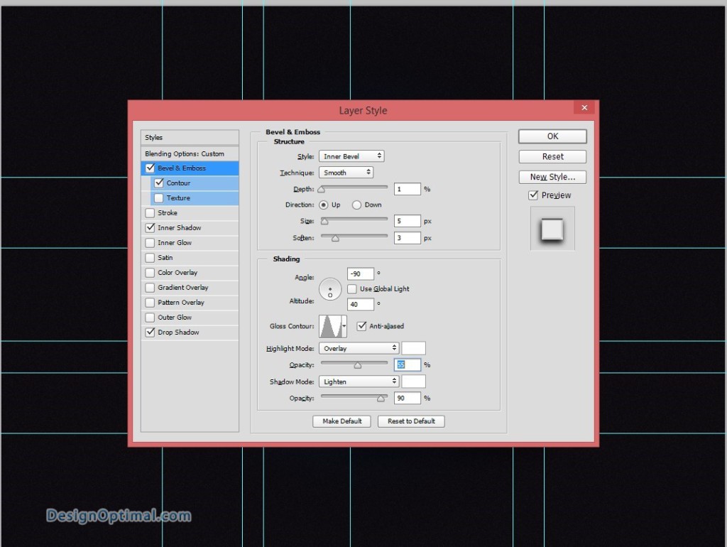 14.2 bevel and emboss effect parameters