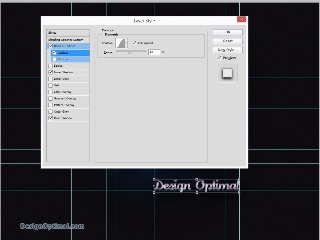 14.3 bevel and emboss effect contour parameters